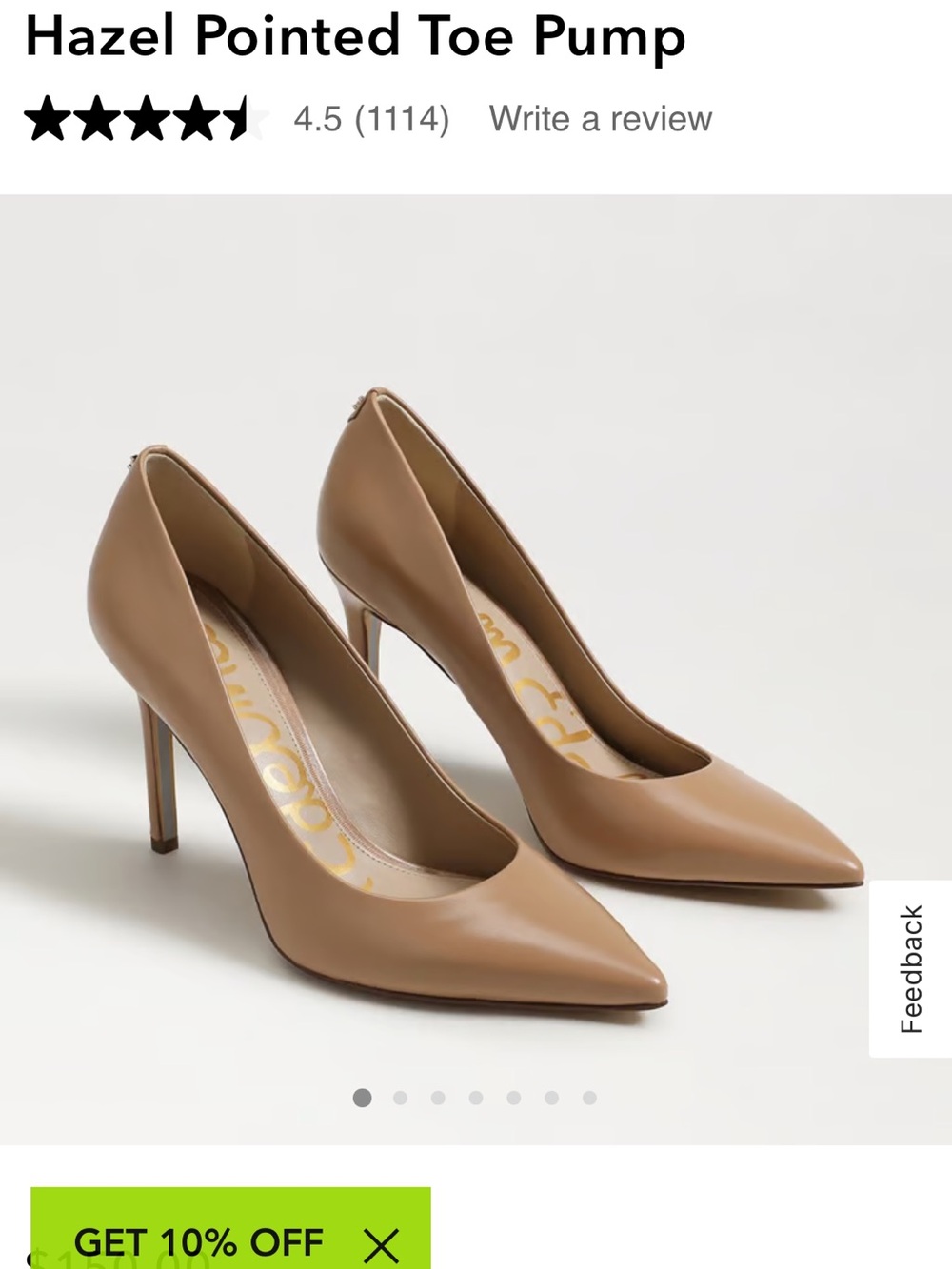 Sam Edelman Hazel Pointed Toe Pump in Tan